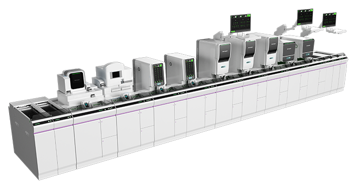 Automatic blood analysis line